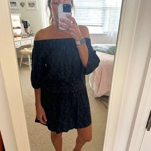 Versatile Off Shoulder Prana Dress - Blue and Black -  XS